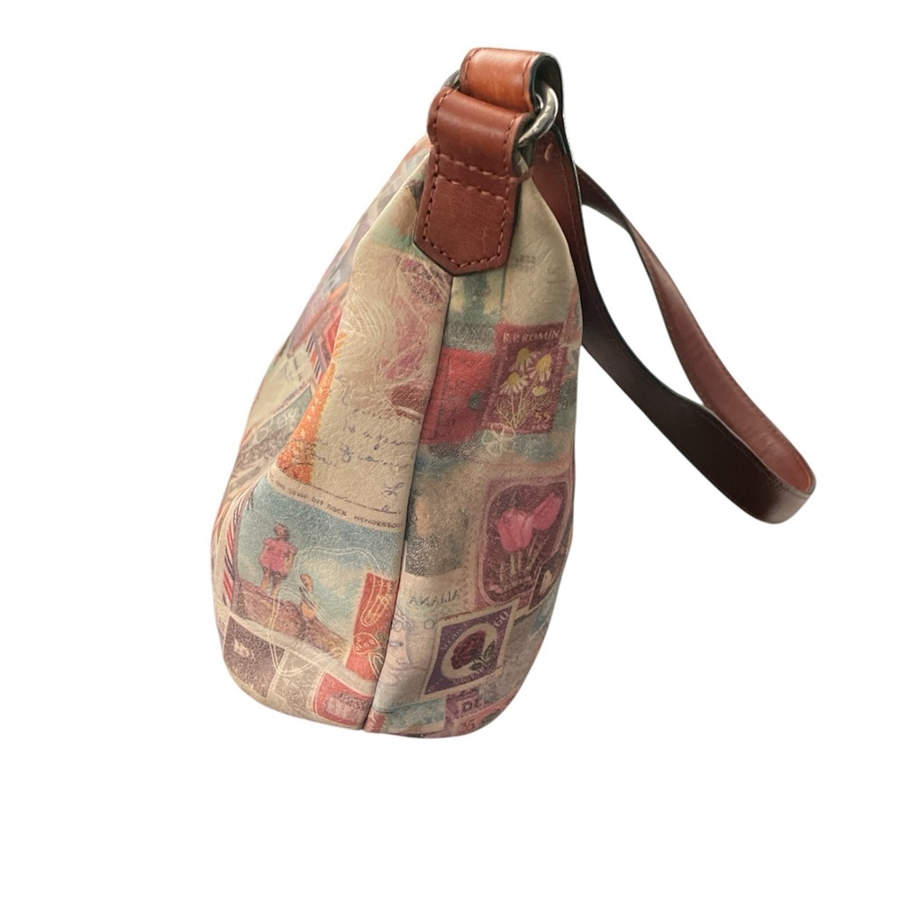 Fossil Vintage postage stamp print Shoulder Bag with Timeless Elegance - Picture 7 of 13